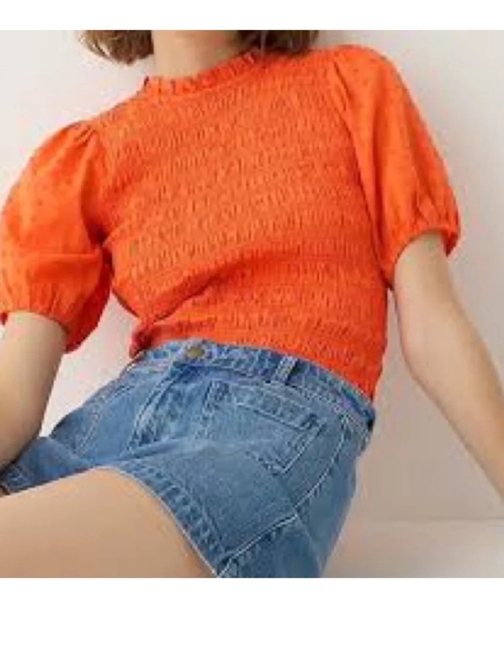 J. Crew Puff-sleeve textured voile smocked top